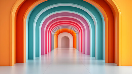 Colorful Pixel Archway Tunnel Background