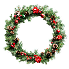 Festive Christmas wreath with pine cones berries and ornaments a joyful holiday decoration