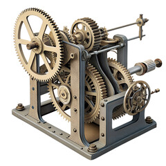Fototapeta premium Clock mechanism illustration with gears and cogs on a transparent background