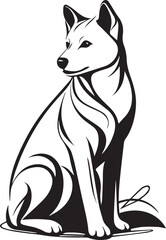 Dog Line Art – Black Vector Drawing