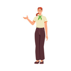 Woman Character Working in Supermarket Standing Vector Illustration