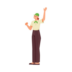 Woman Character Working in Supermarket Standing Vector Illustration