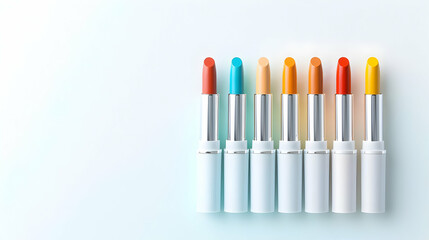 Naklejka premium Colorful Lipstick Tubes Displayed in a Row