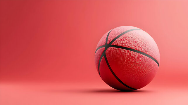 Red Textured Basketball on Red Background