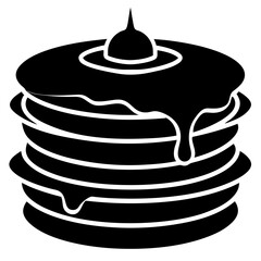 A stack of pancakes with syrup dripping silhouette vector illustration 