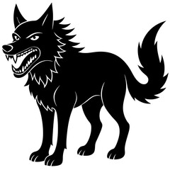 A wolf with a toothy grin silhouette vector illustration 