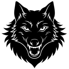 A wolf with a toothy grin silhouette vector illustration 