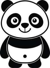 Adorable Cartoon Panda Vector Illustration – Cute Black and White Baby Panda Clipart