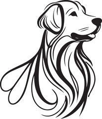 Dog Line Art – Black Vector Drawing