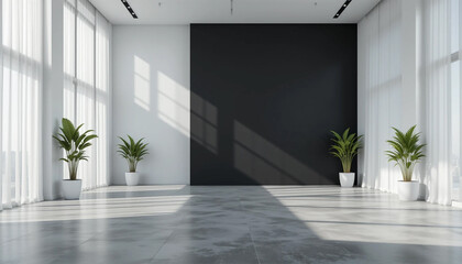 A sunlit sanctuary of plants offering peace and tranquility with sleek modern design and minimalist grey floor