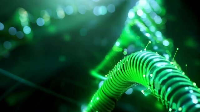 Futuristic biotech science background featuring a glowing DNA helix. A digital and high-tech representation of genetics, molecular research, and innovation in biotechnology, ideal for scientific and m