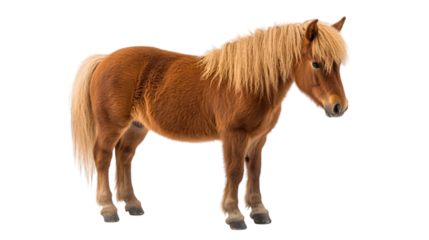 Brown pony side view isolated on transparent background