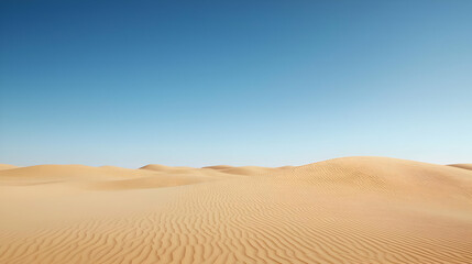 Vast Empty Desert Landscape Under Clear Blue Sky