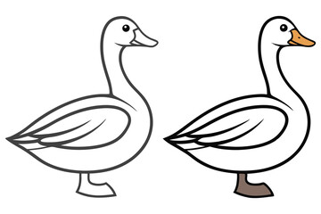 Cute Cartoon Goose Illustration Coloring Page Black and White Drawing of a Goose