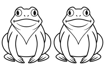 Two Adorable Cartoon Frogs Sitting Side by Side Happy Amphibians Illustration
