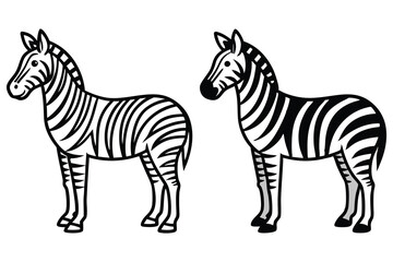 Obraz premium Two Black and White Zebra Illustrations Simple Line Drawings of African Wildlife Animals