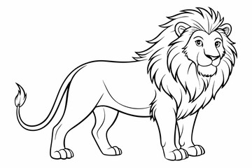 Obraz premium coloring page line art the king lion black vector