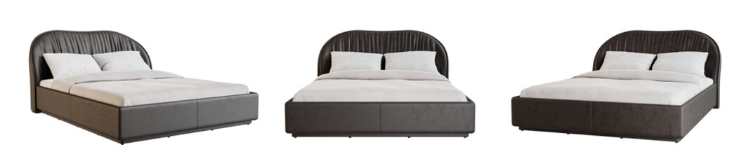 Leather bed isolated on transparent background. 3D render.