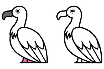 Fototapeta premium A Pair of Cute Cartoon Vulture Illustrations Coloring Pages for Kids