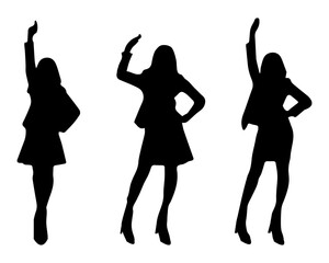 Fototapeta premium Confident women in a business dress silhouette collection on white background
