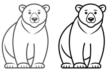 Two Line Drawings of Adorable Polar Bears Sitting Down One with Darker Lines the Other with Lighter Lines
