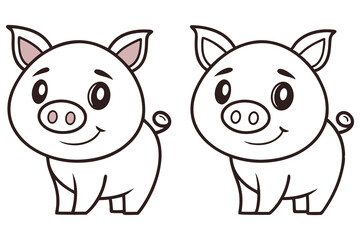 Adorable Cartoon Piglets Ready for Coloring Pages Illustration