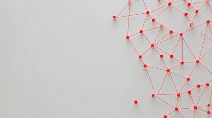 Abstract Network of Red Pins and Lines on White Background. Potential Use For stock image depicting networking, connections, or innovation