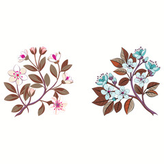 Outline flower set for artistic designs