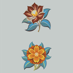 Outline flower set for artistic designs