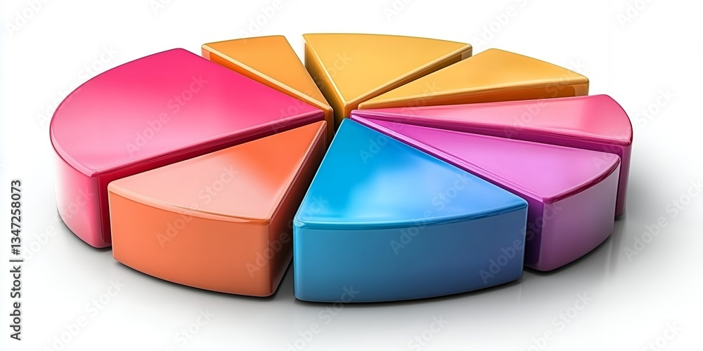 Poster colorful 3d pie chart data infographic business presentation graphics sales share report design