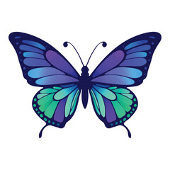 A vibrant butterfly with blue, purple and green wings vibrant digital illustration vector design