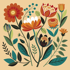 Outline flower set for artistic designs