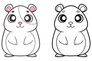 Adorable Hamster Coloring Pages Cute Cartoon Rodent Illustration Kawaii Animal Drawing