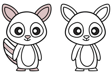 Adorable Cartoon Ringtail Possum Coloring Pages Illustration for Kids