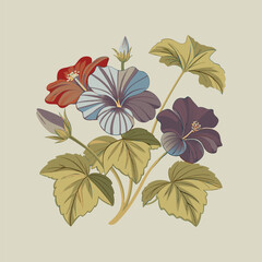 Outline flower set for artistic designs