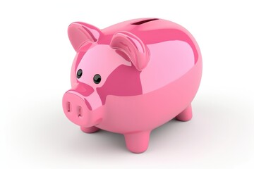 Fototapeta premium A shiny pink piggy bank, a classic symbol of saving and financial security.