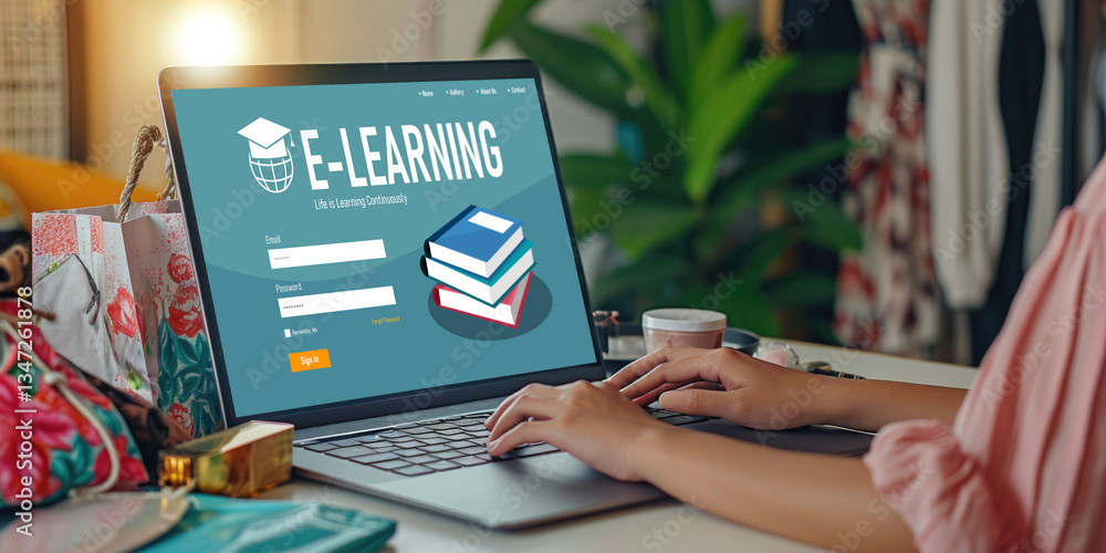 Aufkleber e-learning website with brisk sofware for student to study online on the internet network