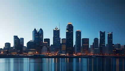 Fototapeta premium Abstract Corporate Skyline Background in Dark Blue for Business Branding