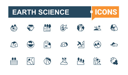 Earth Science icon. Contains such as ground, earth, mining, geography and more. Geology icon set in linear style. Minimal web icons set. Vector line and solid icons.