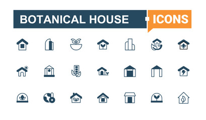 Botanical House simple icon. Contain linear sign energy, environmental, green, ecology, earth, house, global and more. Green House simple icon. Icons for application. Pixel perfect. Editable vector.