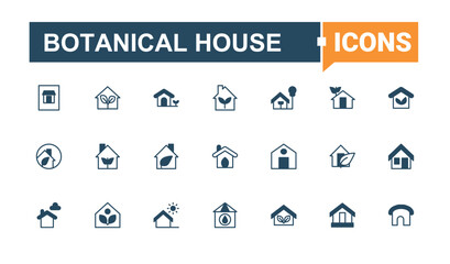 Botanical House simple icon. Contain linear sign energy, environmental, green, ecology, earth, house, global and more. Green House simple icon. Icons for application. Pixel perfect. Editable vector.