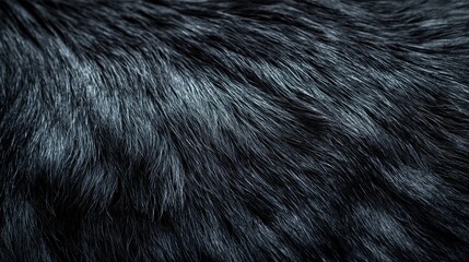 Close-up view of black fur texture highlighting its softness and sheen