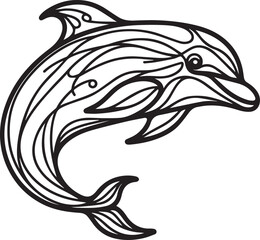 Dolphin Fish Line Art Vector