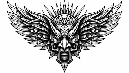 Obraz premium Tribal tattoo design in black and white line art