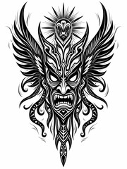 Fototapeta premium Tribal tattoo design in black and white line art