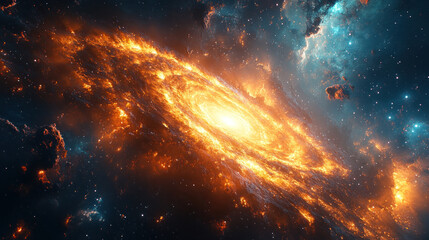 Obraz premium AI-generated space physics experiment researching black hole singularity simulations, gravitational distortions, and futuristic dark energy research