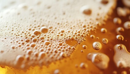 Close-up of beer foam