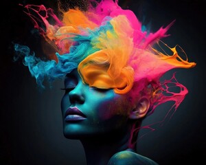 The art of expression: a woman's painted visage.