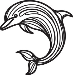 Dolphin Fish Line Art Vector