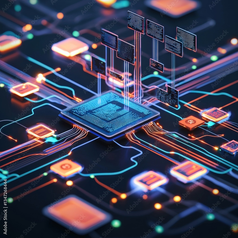 Poster creative flow of payment systems visualized with bold, connected paths